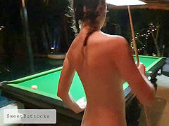 Two horny milfs, teens playing, playing billiards