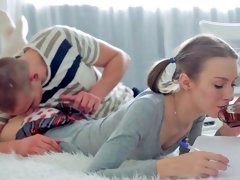 デカ尻, フェラチオ, 茶髪の, ティーン, オッパイの