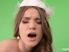 Arsch, Blasen, Braut, Absätze, Natürlichen titten, Muschi, Rasiert, Titten