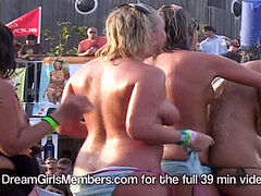Amerikaans, Badpak, Universiteit, Concours, Flashing, Naakt, Buiten, Feest