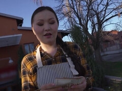 Asiatisch, Schönheit, Hundestellung, Flashen, Hd, Öffentlich, Realität, Titten
