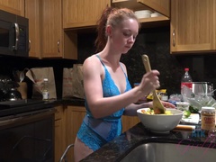 Athena Rayne cooks then makes you cum (POV Style)