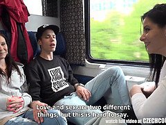 Любители, Брюнетки, Чешки, Вчетвером, На природе, От первого лица, Реалити, В поезде