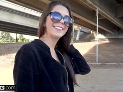 Olivia Lua teen amateur flashes her pussy in public