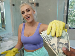 Blasen, Hundestellung, Handschuhe, Hausfrau, Geld, Höschen, Pov, Dusche