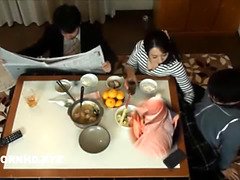 Japanese stepmom pounds son-in-law under table