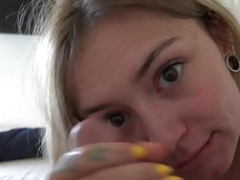 Leie, Blondine, Blasen, Besamung, Spermaladung, Fussjob, Zierlich, Pov