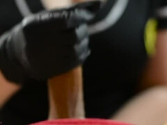 Enthousiasteling, Dominante vrouw, Handschoenen, Hd, Latex, Masturbatie, Olie, Gezichtspunt