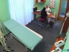 Sexy sales lady makes doctor cum twice as they strike a deal