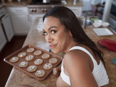 Gros cul, Gros seins, Noire, Noir ébène, Femme au foyer, Cuisine