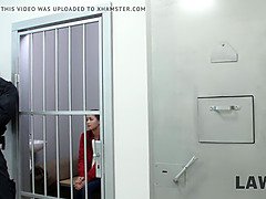 Cindy Shine gets brutally fucked in a cage by a horny cop