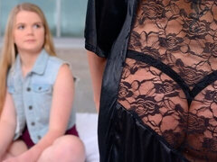 Blasen, Frau frau mann, Lecken, Lingerie, Milf, Schuhe, Tätowierung, Flotter dreier