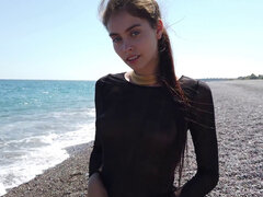 Playa, Morena, Masturbación, Público