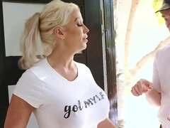 Curvaceous blonde Alura Jenson is addicted to milk and fuck