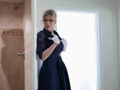 Elegant stepmom wants a facial from her stepson