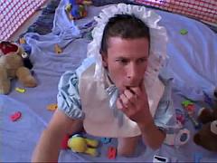 Babysitter doing her work