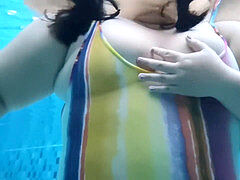 Underwater masturbation In Public Pool Ameena asian plumper