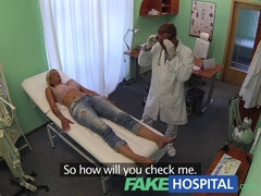 Hot tattooed blonde doctor explores patient's pussy with his big cock in fake hospital POV