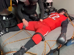 Dominant gay football player gets restrained and pleasured