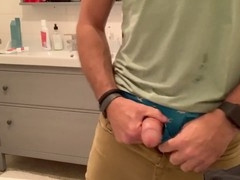 Jacking off in my briefs and edging while trying a cockring - unedited fun in denim!