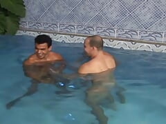 Three superb guys having hard fuck in spa