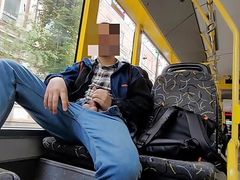 Super hot risky jerk in public bus