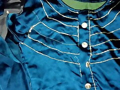 Cum on satin silky blue suit salwar of nurse (75)