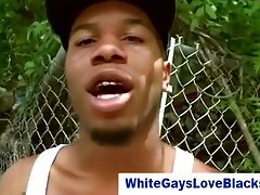 Thug sucks on gay white cock