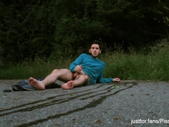 Caught urinating and tugging outdoors - bummer public exhibitionist