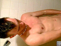 superb looking Nick drains lengthy hard dick in the shower