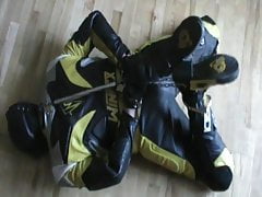 Yellow and Black - bikerslave is hogcuffed