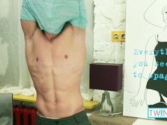 Fit Black-haired Luke A Milks His Pulsating Hard-on And Spunks!