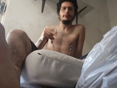 Smoking and Demonstrating off my soles and putting piercing on my nips