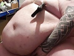 Superchubby SOC - jerking off with nipple clamps