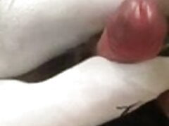 Footjob inside of car in white puma socks