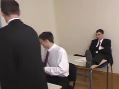 Naughty schoolboys get spanked in detention
