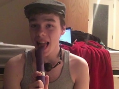 Submsisive lad James Devereaux masturbates and uses toys