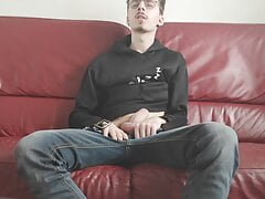 Jerking off on the sofa