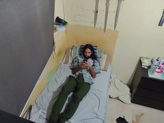 Secret security cam captures mind-blowing first-time solo Euro youngster masturbating