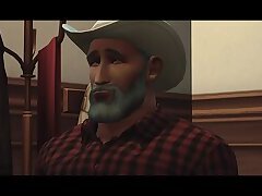 SIMS 4 - Cowboy Gets Fucked By Sheriff And An Older Man