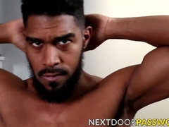Bearded black hottie masturbates and fucks a pocket pussy