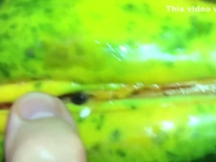 Penetrating a tight papaya that's been pre-warmed to human body temperature