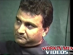 Hairy mature amateur Shawn solo plays with his cock on a bed