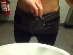 Young Guy Jerks Off In Public Restroom