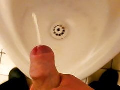 Cumshot in Public Toilet Urinal