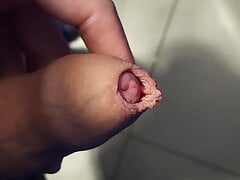 I masturbate my big cock and cum in public