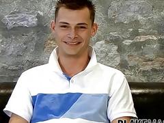 Shy British twink jerking off big dick