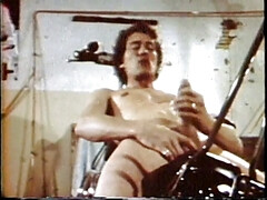 Horny stud on a motorbike as he jerks off his huge hard dick