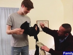 Stepdad fucks teen 18+ while the older stepson watches them