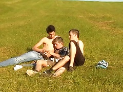 3 boys bare in the field